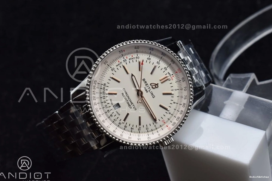 SS Navitimer Bracelet 1:1 Functional RG White 1 923 on Edition V7F Best A Dial Bezel SS 0827